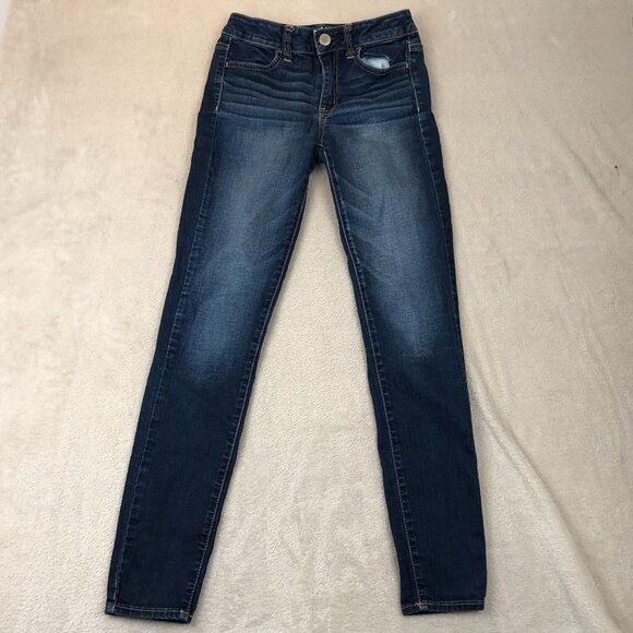 American Eagle Outfitters Womens Jeans 2 High Rise Jeggings Straight Blue Denim - Picture 13 of 14
